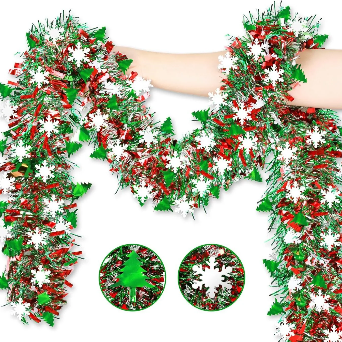 Tinsel Garland Decoration - 2M Świąteczna Girlanda z Brokatu w