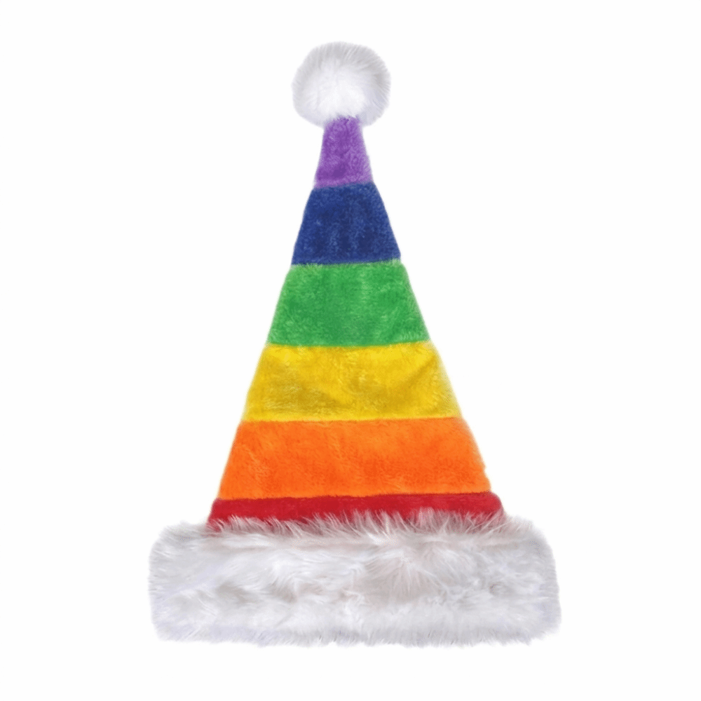 Santa Hat Plush - Prosta pluszowa czapka świąteczna w paski