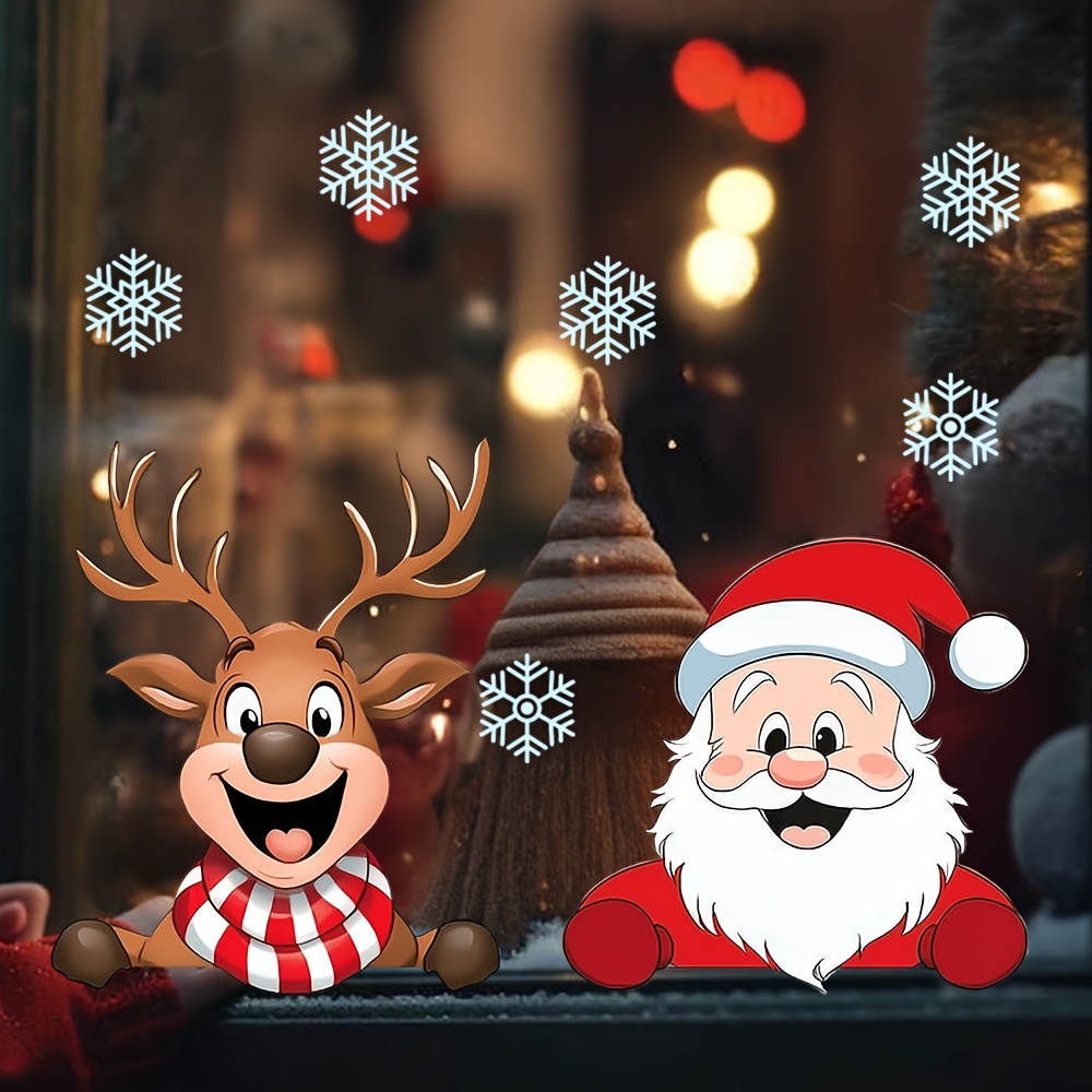 Snowflake Window Decal - Świąteczne naklejki na okna – renifer,