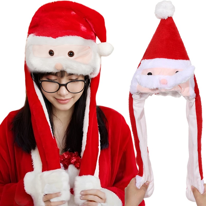 Santa Hat Plush - Zabawna świąteczna czapka Świętego Mikołaja z