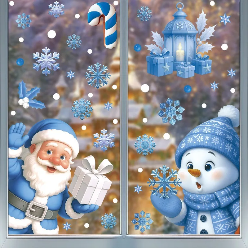 Snowflake Window Decal - Wesołych Świąt! Statyczna naklejka na szkło,