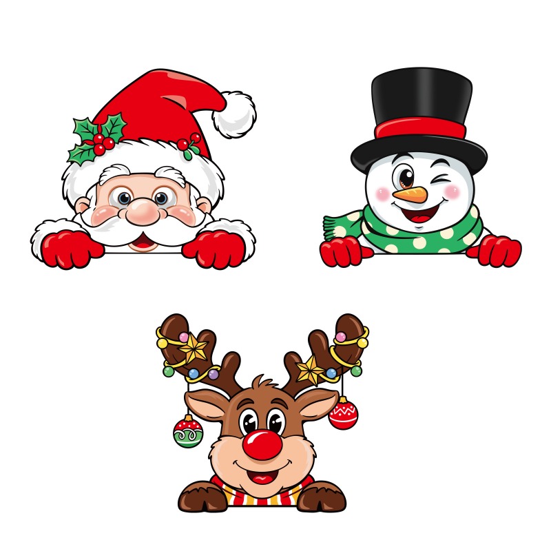 Snowflake Window Decal - Świąteczne naklejki z motywem reniferów, śnieżynki
