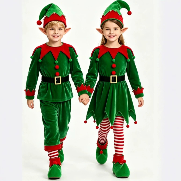 Elf Costume Christmas - Kostiumy świąteczne dla chłopców i dziewcząt,