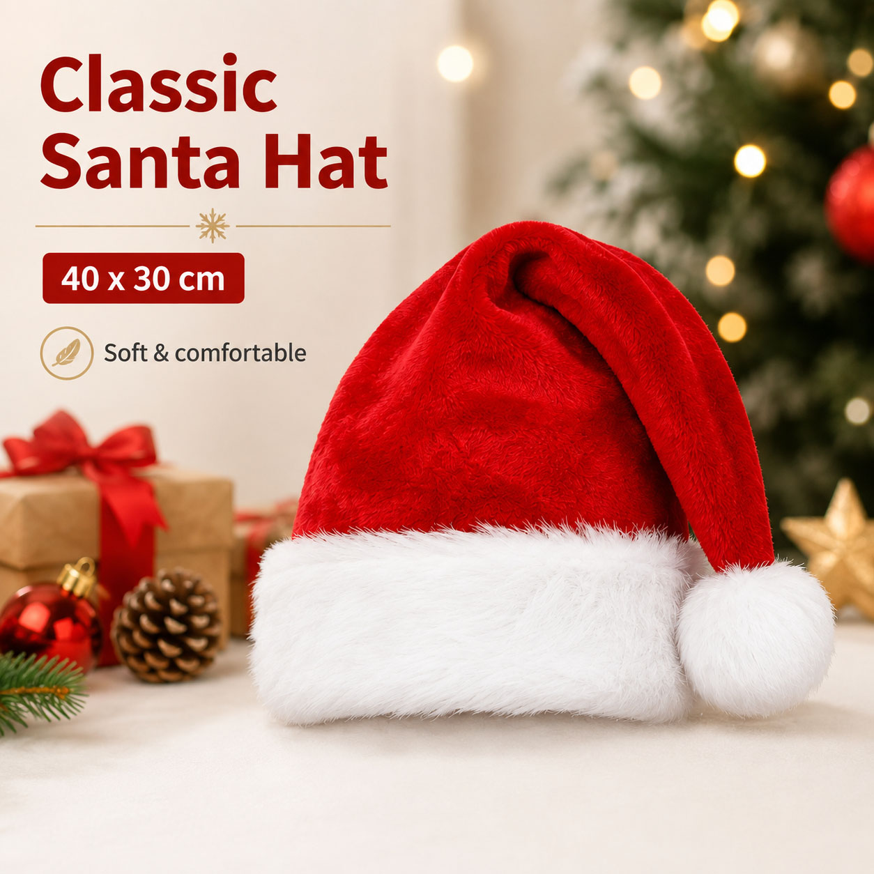 Puszyste czerwone czapki Święt – Santa Hat Plush recenzja i cena