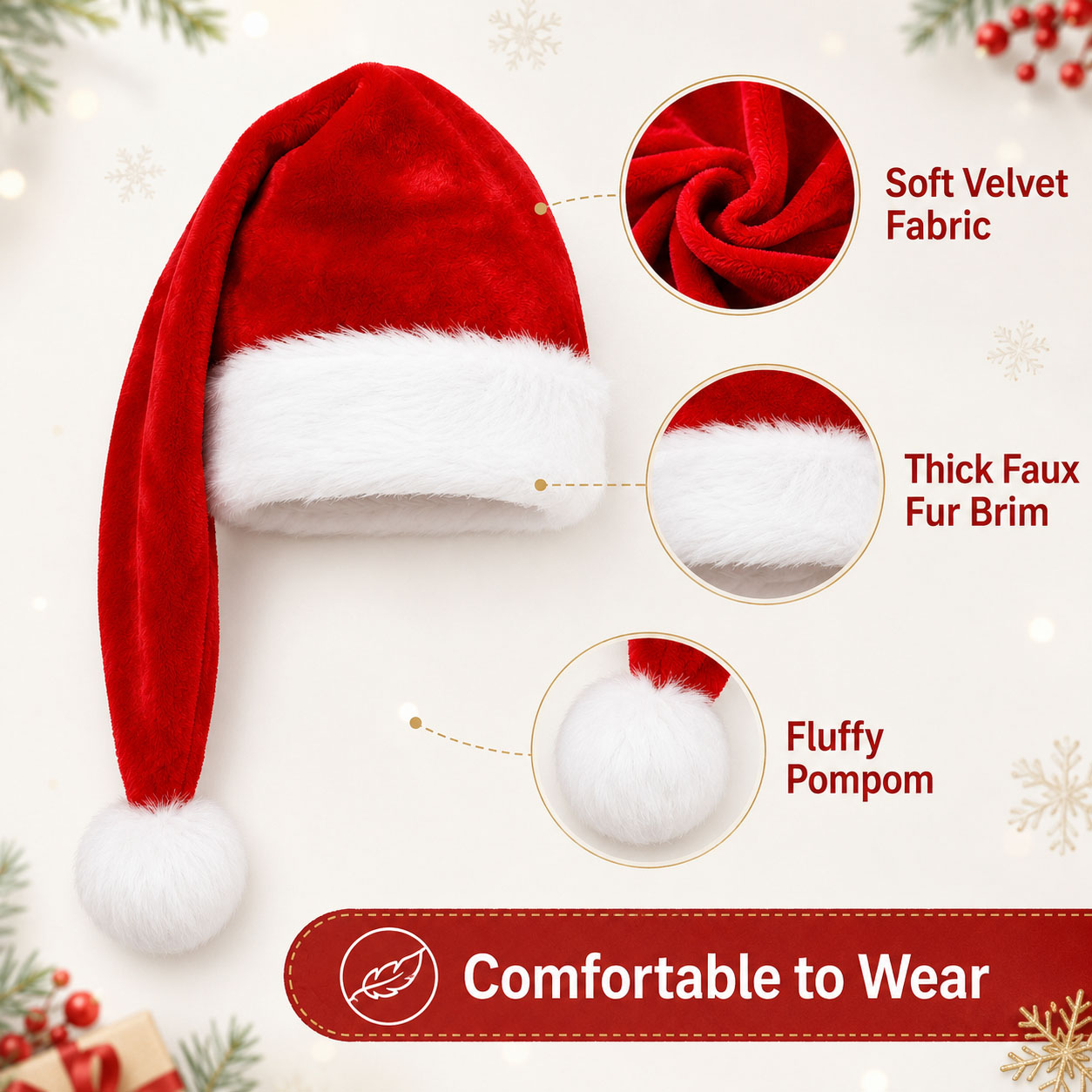 Puszyste czerwone czapki Święt – Santa Hat Plush recenzja i cena