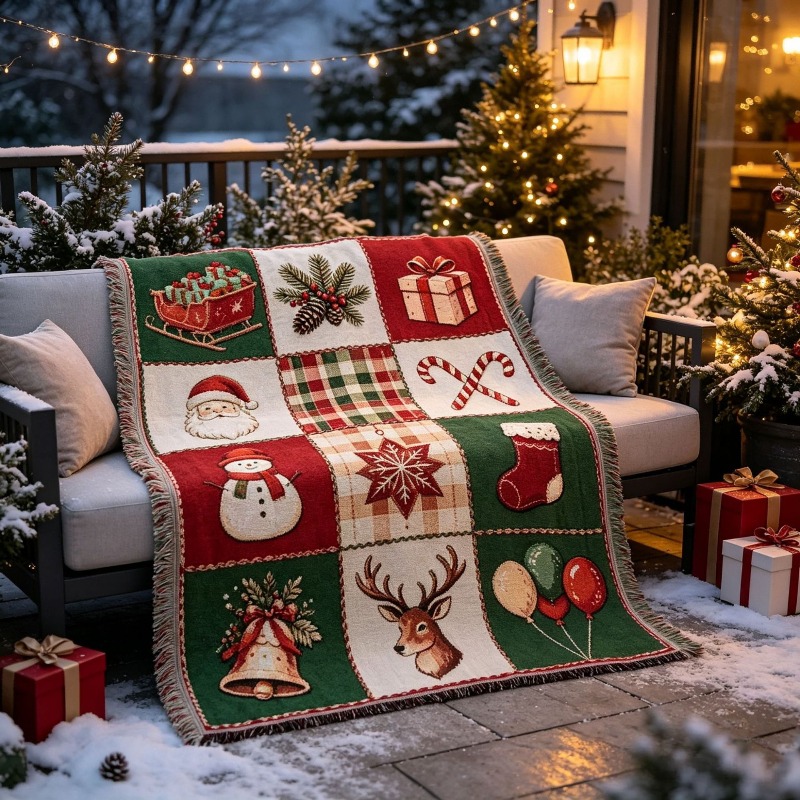 Świąteczna tapiseria z frędzla – Christmas Throw Blanket recenzja i cena